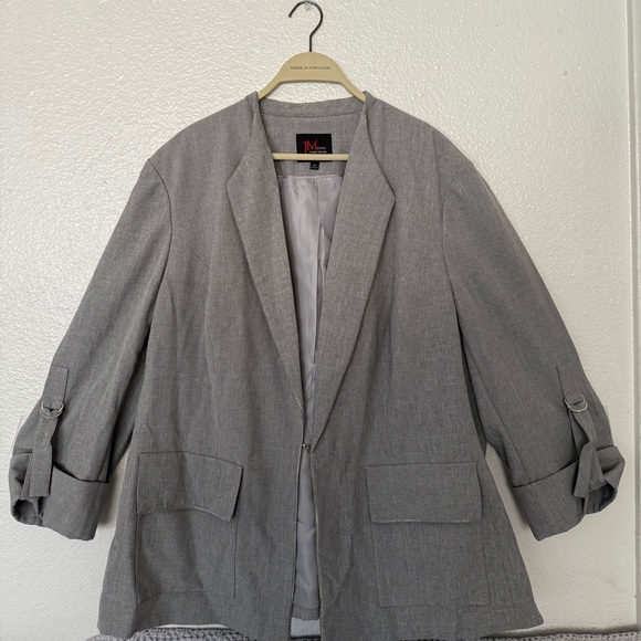 JM studio by john meyer Women’s Gray Blazer with Rolled Sleeves size 20W - Picture 1 of 13